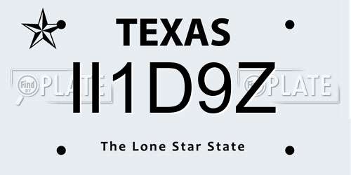 II1D9Z Texas License Plate