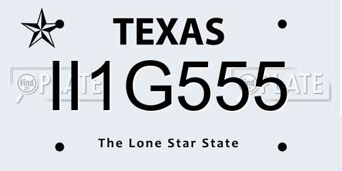 II1G555 Texas License Plate