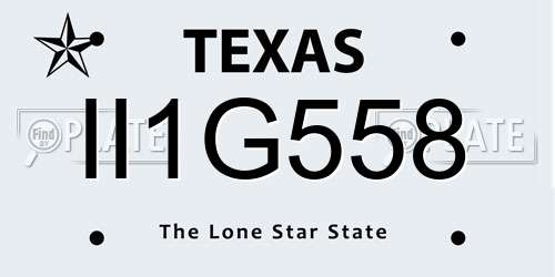 II1G558 Texas License Plate