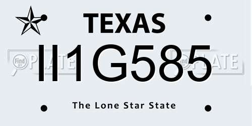 II1G585 Texas License Plate