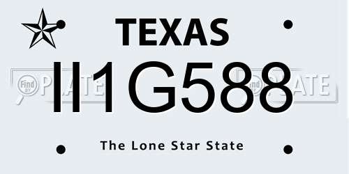 II1G588 Texas License Plate