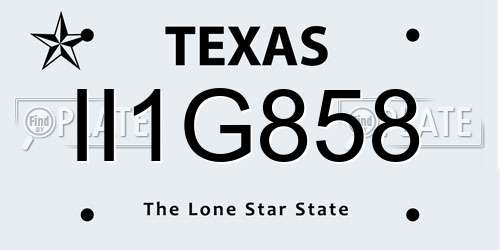 II1G858 Texas License Plate