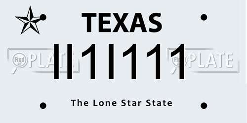 II1I111 Texas License Plate