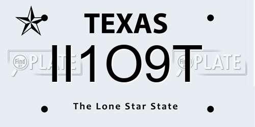 II1O9T Texas License Plate