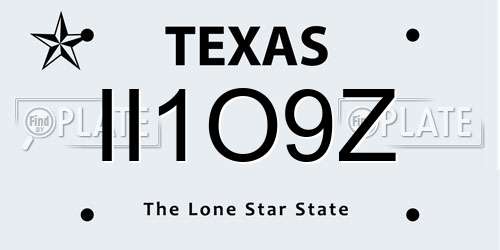 II1O9Z Texas License Plate