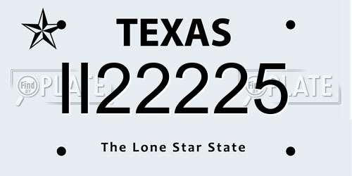 II22225 Texas License Plate