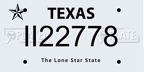 II22778 Texas License Plate