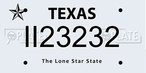 II23232 Texas License Plate