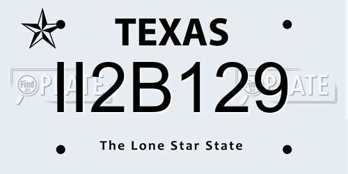 II2B129 Texas License Plate