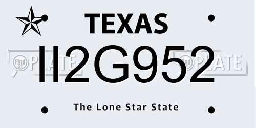 II2G952 Texas License Plate