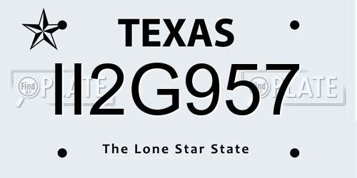 II2G957 Texas License Plate