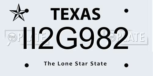 II2G982 Texas License Plate