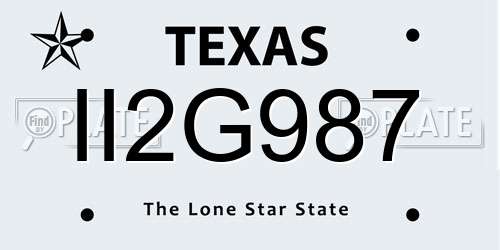 II2G987 Texas License Plate