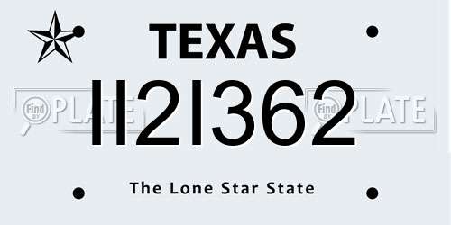 II2I362 Texas License Plate