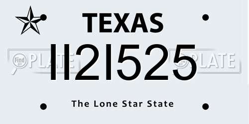 II2I525 Texas License Plate