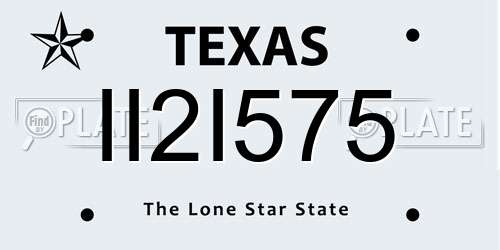 II2I575 Texas License Plate