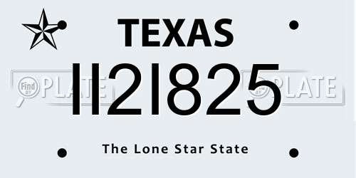 II2I825 Texas License Plate