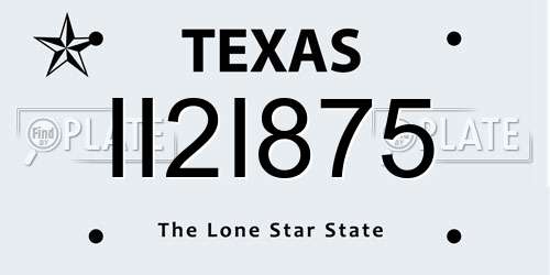 II2I875 Texas License Plate
