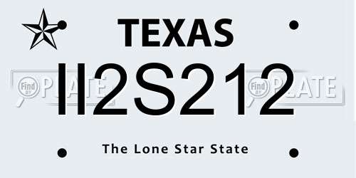 II2S212 Texas License Plate