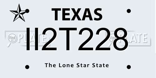 II2T228 Texas License Plate