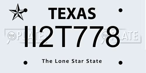 II2T778 Texas License Plate