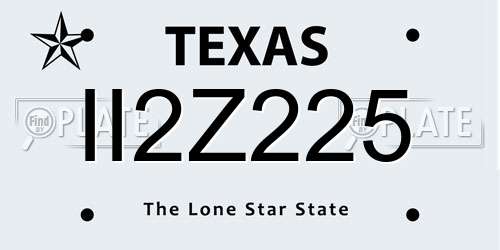 II2Z225 Texas License Plate