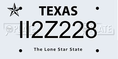 II2Z228 Texas License Plate