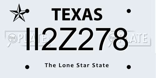 II2Z278 Texas License Plate