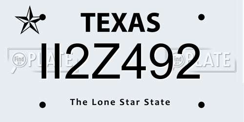 II2Z492 Texas License Plate