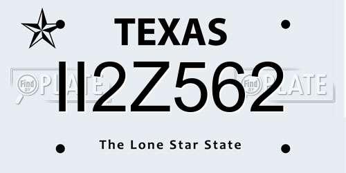 II2Z562 Texas License Plate