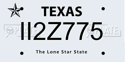 II2Z775 Texas License Plate