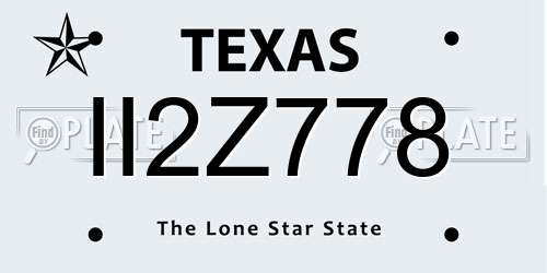 II2Z778 Texas License Plate