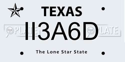 II3A6D Texas License Plate