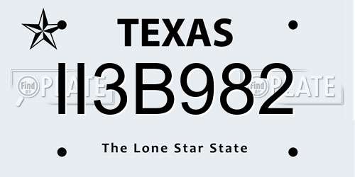 II3B982 Texas License Plate