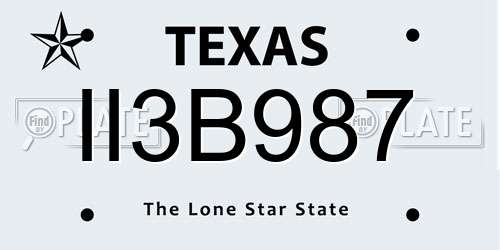 II3B987 Texas License Plate