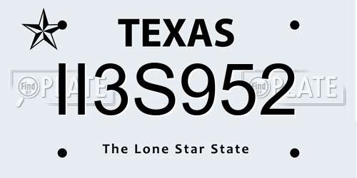II3S952 Texas License Plate