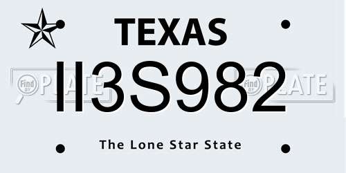 II3S982 Texas License Plate