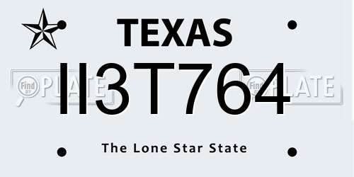 II3T764 Texas License Plate