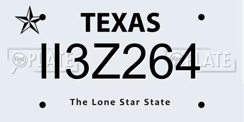 II3Z264 Texas License Plate