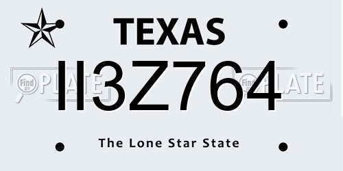 II3Z764 Texas License Plate