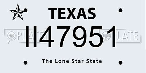 II47951 Texas License Plate