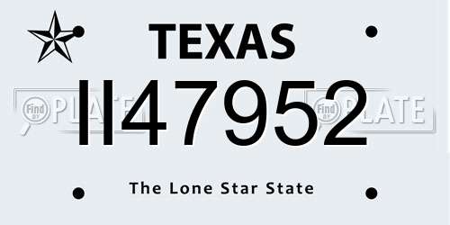 II47952 Texas License Plate
