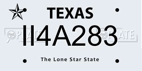 II4A283 Texas License Plate