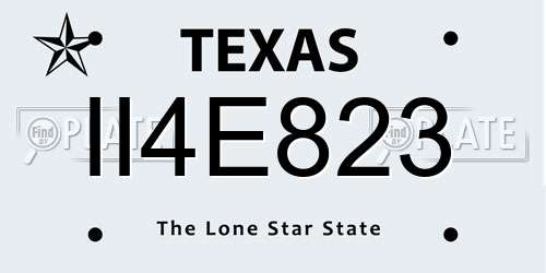 II4E823 Texas License Plate