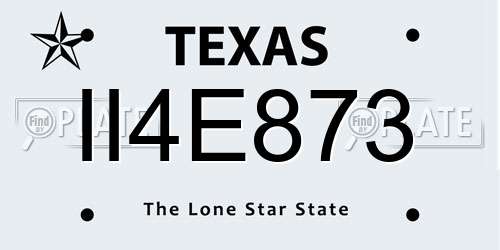 II4E873 Texas License Plate