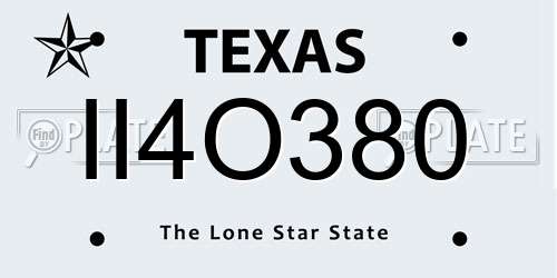 II4O380 Texas License Plate