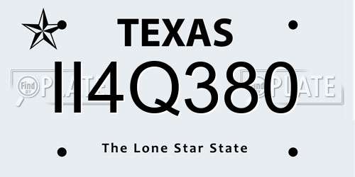 II4Q380 Texas License Plate
