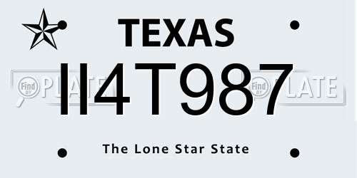 II4T987 Texas License Plate