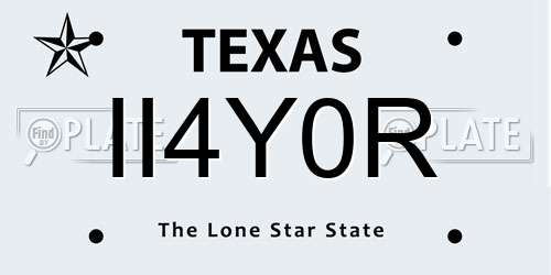 II4Y0R Texas License Plate