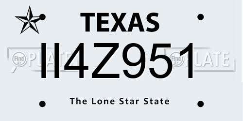 II4Z951 Texas License Plate